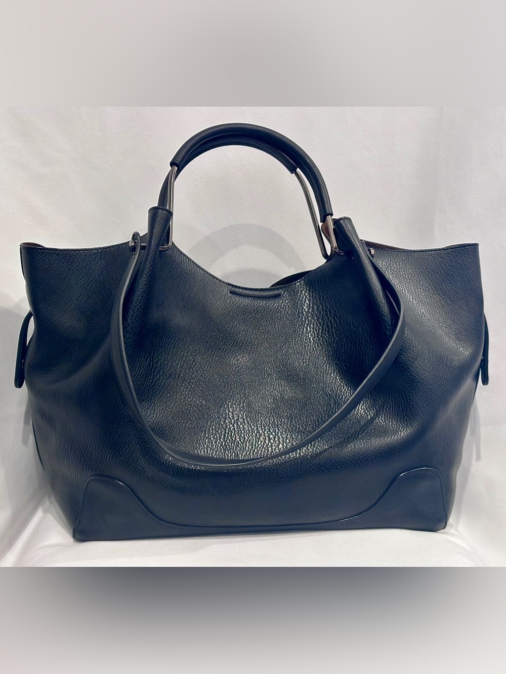 Sondra Roberts Black Tote Shoulder Bag with Removable Interior Pouch